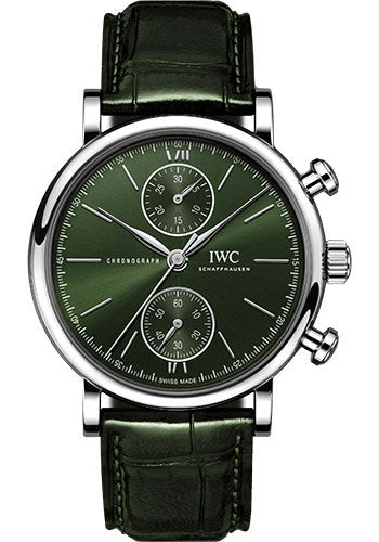 IWC Portofino Chronograph 39 IW391405 with green dial and green alligator strap