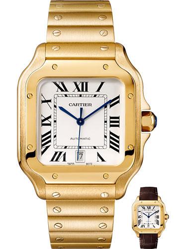 Cartier Santos de Cartier Large reference WGSA0009 in yellow gold with silvered dial, front view