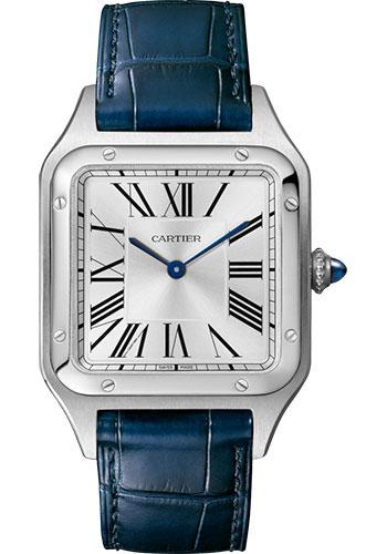 Cartier Santos-Dumont Watch - 43.5 mm Steel Case - Silver Dial - Navy Blue Strap - WSSA0022 - product image 1 of 1